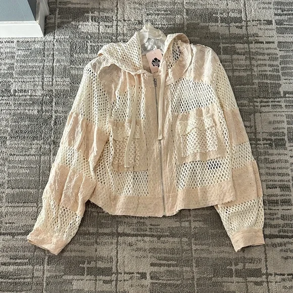 POL Cream and Tan Patchwork Utility Jacket